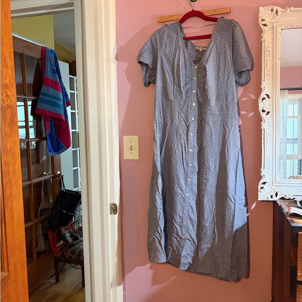 Madewell Leedra Blue Polka Dot Midi Dress